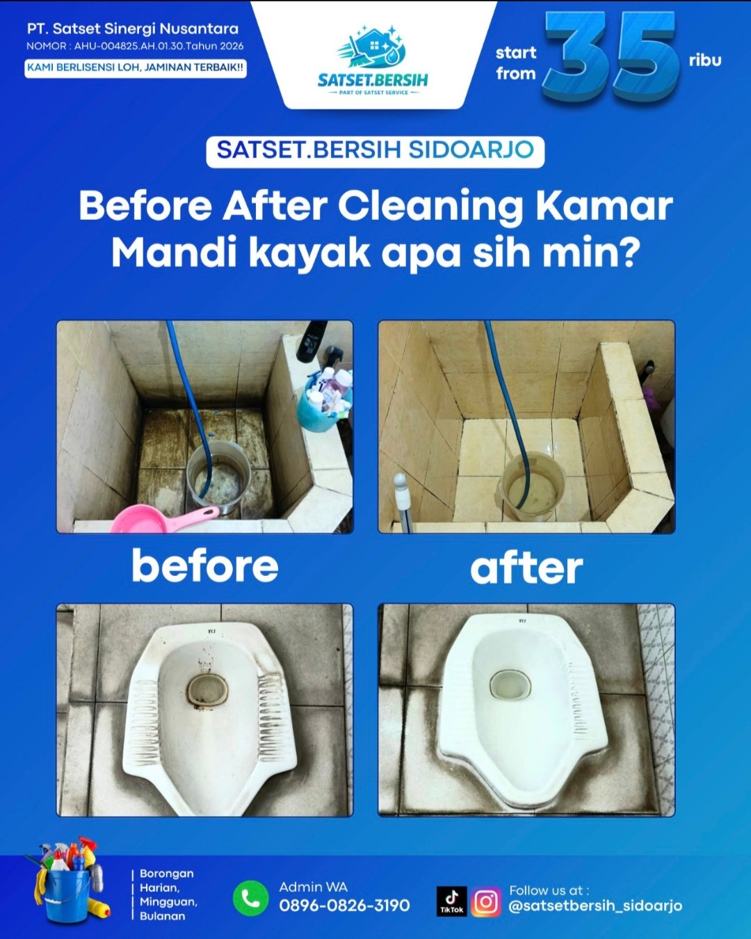 Kondisi kamar mandi kotor berkerak di sidoarjo sebelum dibersihkan